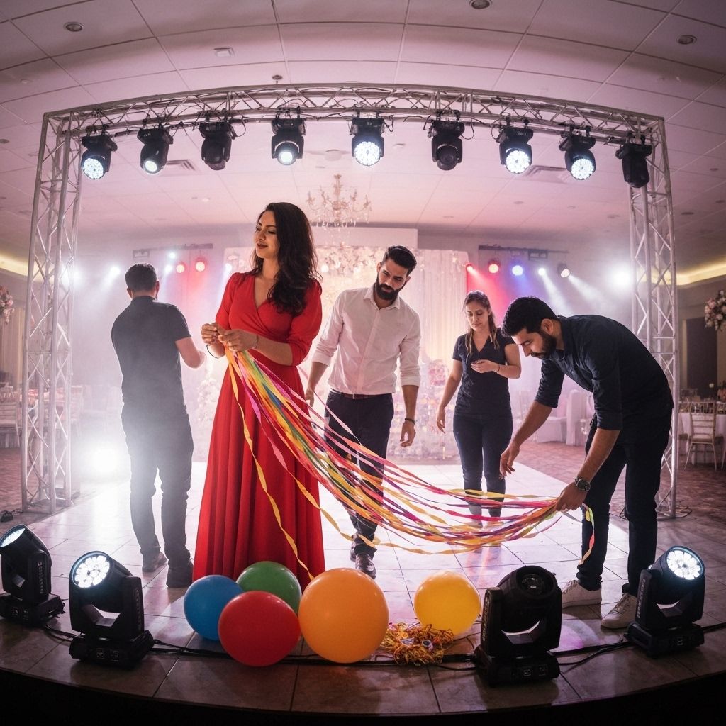 Team setting up event